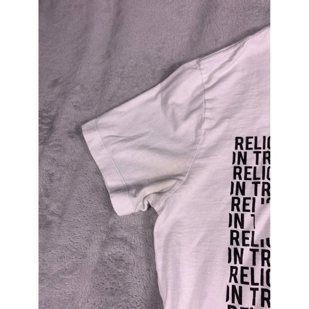 True Religion Horseshoe Logo Repeat Print Mens S White T-Shirt Short Sleeve